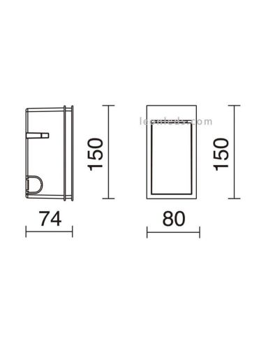 Dimensiones Empotrable Marrón Oxido exterior rectangular LED Dain S Cristher | LeonLeds Iluminación