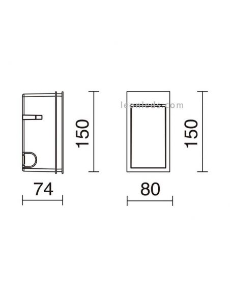 Dimensiones Empotrable Marrón Oxido exterior rectangular LED Dain S Cristher | LeonLeds Iluminación