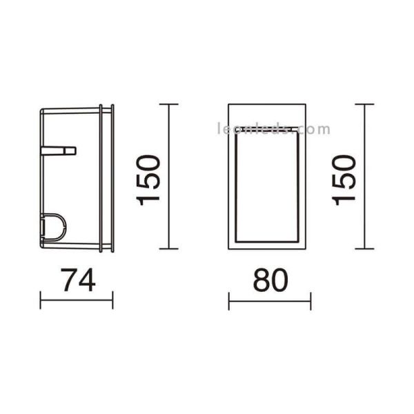 Dimensiones Empotrable Marrón Oxido exterior rectangular LED Dain S Cristher | LeonLeds Iluminación