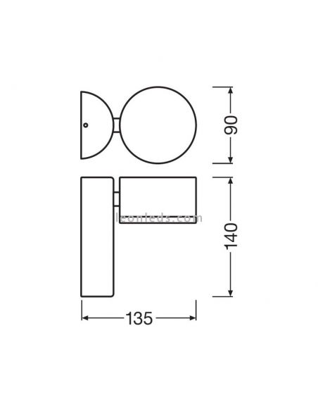 Dimensions Applique d'extérieur LED orientable gris foncé Facade Spot LedVance | Éclairage LeonLeds