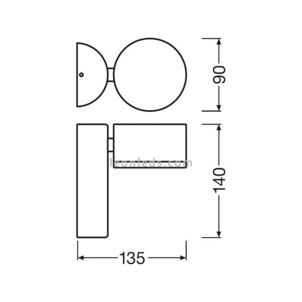 Dimensions Applique d'extérieur LED orientable gris foncé Facade Spot LedVance | Éclairage LeonLeds