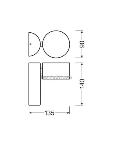 Dimensions Applique d'extérieur LED blanche orientable Facade Spot LedVance | Éclairage LeonLeds