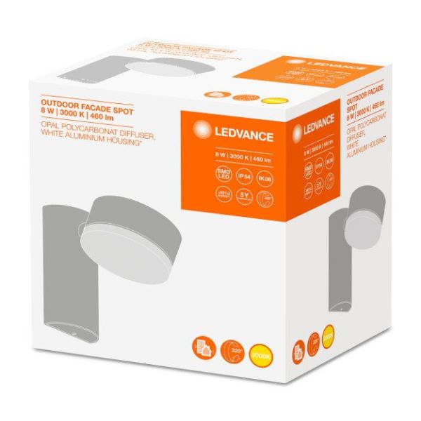 Applique d'extérieur à LED blanche orientable Facade Spot LedVance | Éclairage LeonLeds