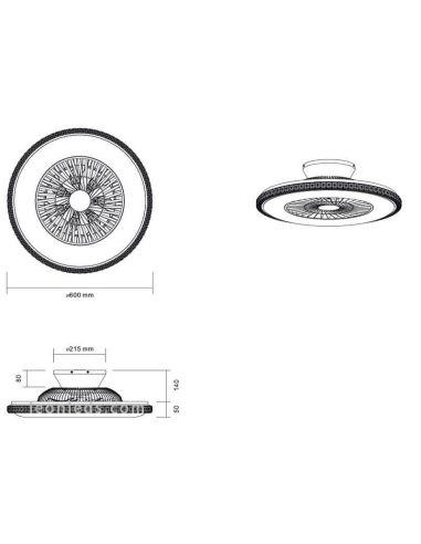 Dimensiones R62412106 Ventilador Plafon LED redondo HARSTAD Trio Lighting | LeonLeds Iluminación