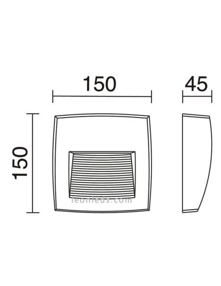 Dimensões Arandela LED quadrada de montagem externa Storm S Dopo Lighting | Leon Iluminação LED