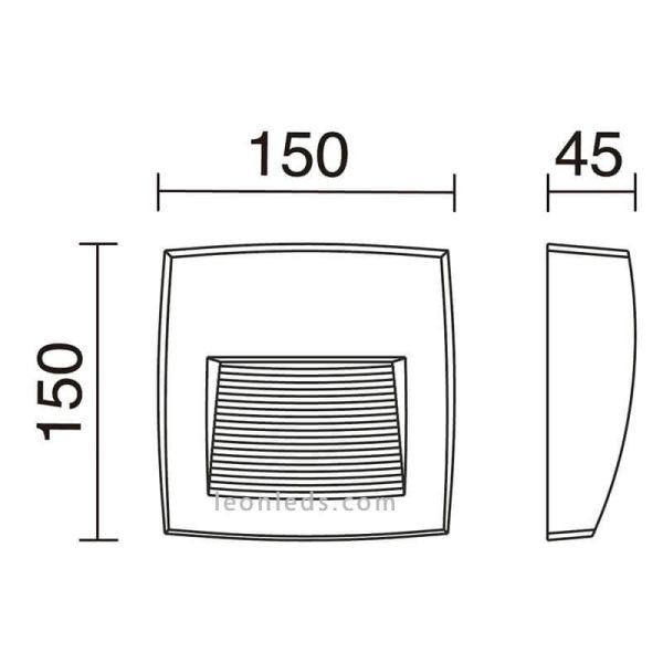 Dimensions Applique murale d'extérieur LED carrée en saillie Storm S Dopo Lighting | Éclairage LeonLeds
