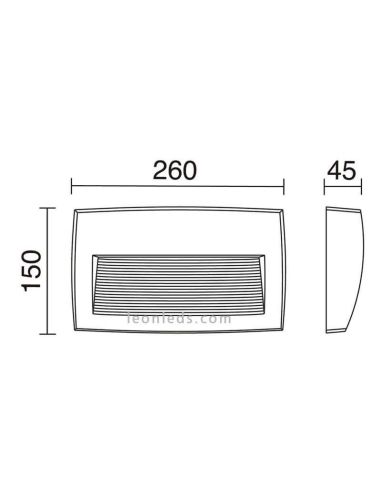 Dimensiones Aplique LED rectangular exterior Storm Dopo Lighting | LeonLeds Iluminación