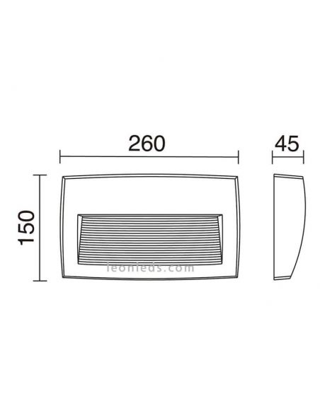 Dimensiones Aplique LED rectangular exterior Storm Dopo Lighting | LeonLeds Iluminación