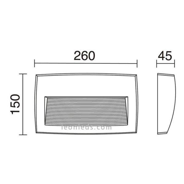 Dimensions Applique murale d'extérieur rectangulaire à LED Storm Dopo Lighting | Éclairage LeonLeds