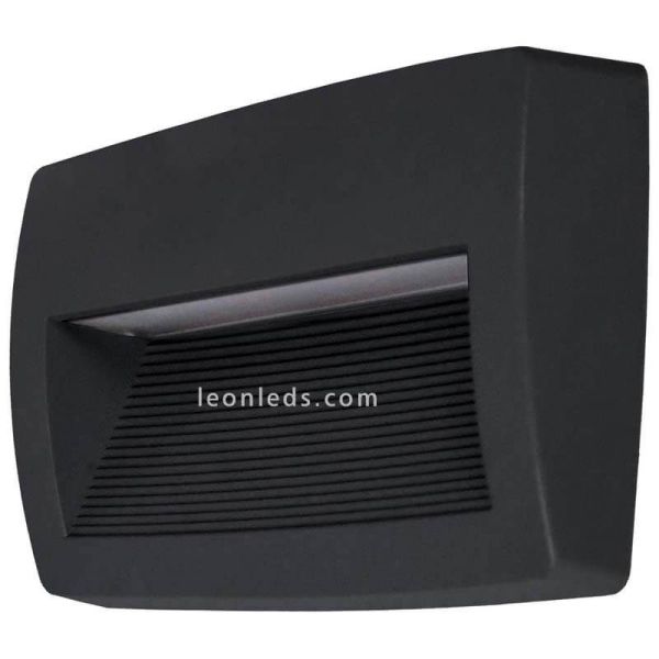 Aplique LED rectangular exterior Storm negro Dopo Lighting | LeonLeds Iluminación