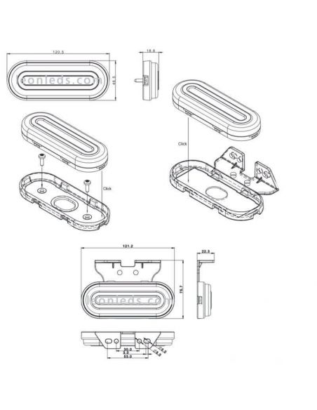 Feu d'encombrement LED avec support Blanc Ambre Rouge FT-072 Fristom | Éclairage LeonLeds