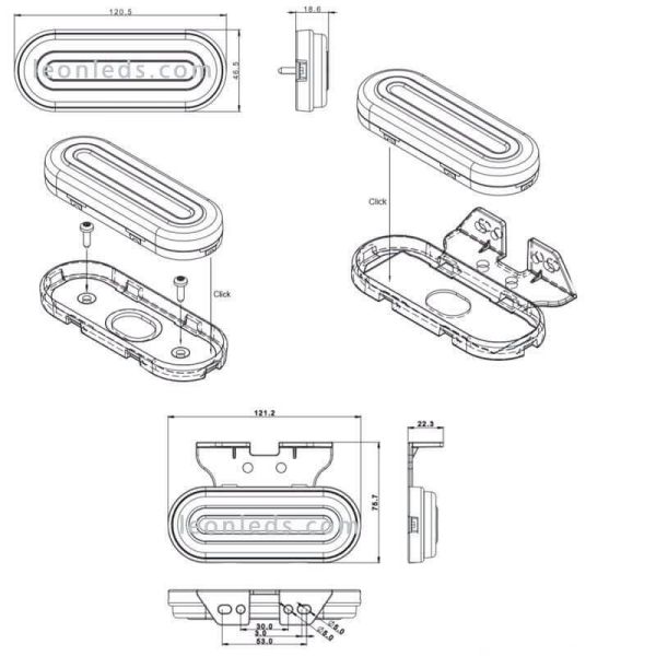 Piloto LED de galibo con soporte Blanco Ambar Rojo FT-072 Fristom | LeonLeds Iluminación