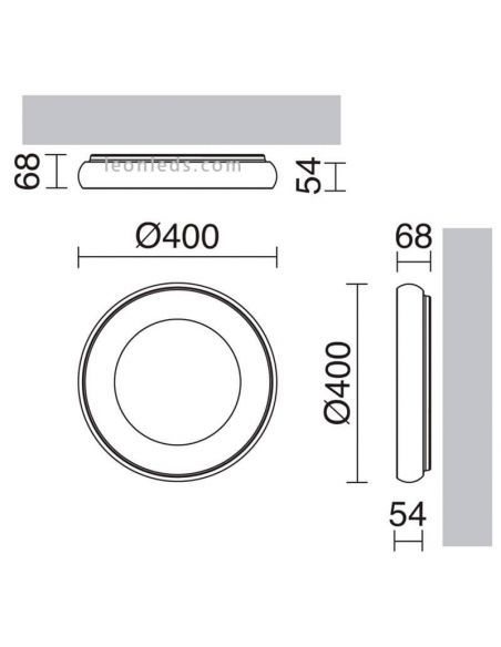 Dimensiones Ambiente Aplique Plafón LED moderno para exterior 35W Fred Gris Exo Lighting | LeonLeds Iluminación
