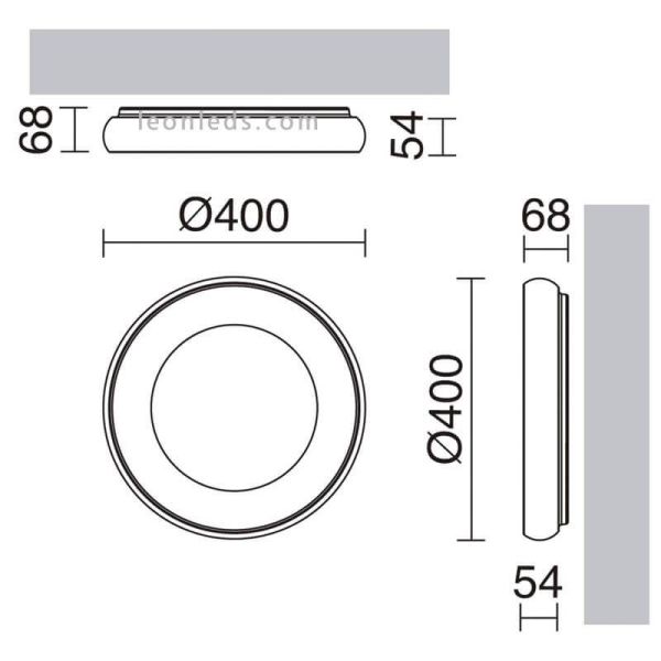 Dimensiones Ambiente Aplique Plafón LED moderno para exterior 35W Fred Gris Exo Lighting | LeonLeds Iluminación