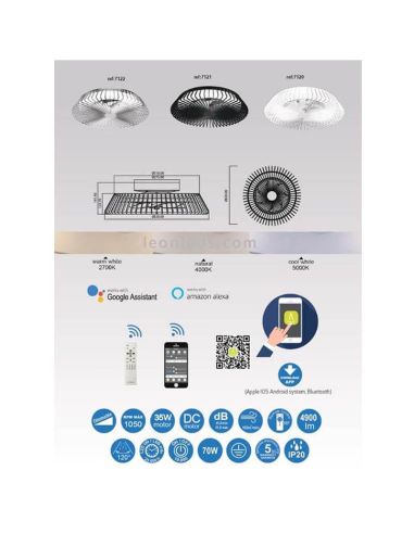 Ficha de productoVentilador de techo LED moderno Himalaya Blanco 7120 Mantra Iluminación | LeonLeds Iluminación