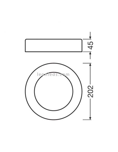 Dimensiones Aplique LED exterior redondo gris oscuro Surface Round Osram LedVance | LeonLeds