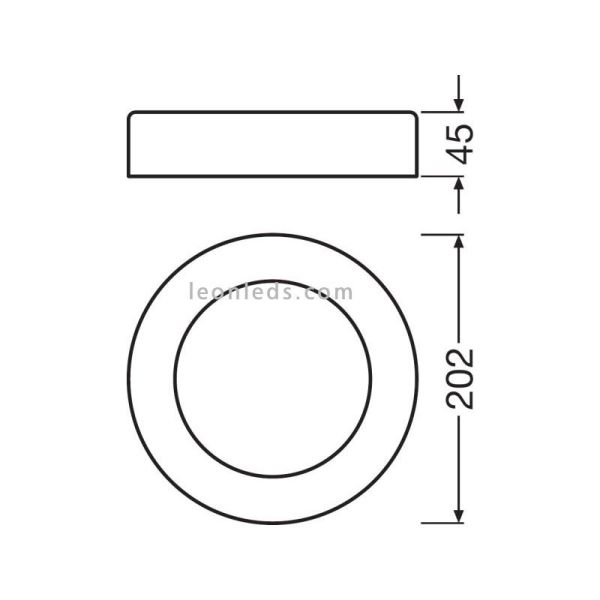Dimensiones Aplique LED exterior redondo gris oscuro Surface Round Osram LedVance | LeonLeds