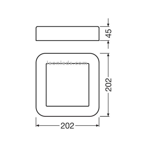 Dimensões Aplique LED quadrado cinza escuro para exterior Surface Square | Leon Iluminação LED