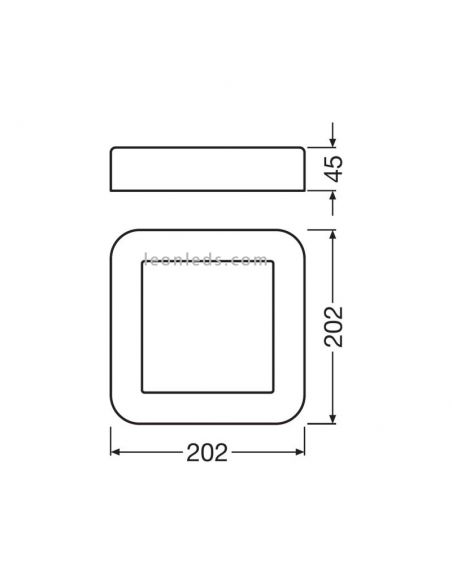 Dimensiones Aplique LED cuadrado blanco Surface Square LedVance | LeonLeds Iluminación