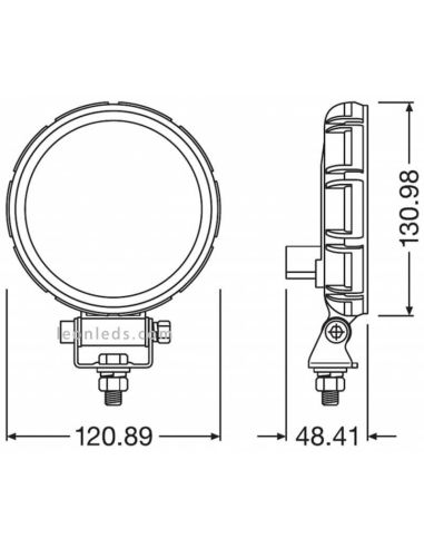 Dimensiones Faro LED potente Marcha Atras Homologado LEDDL108-WD VX120R-WD Osram | LeonLeds Iluminación