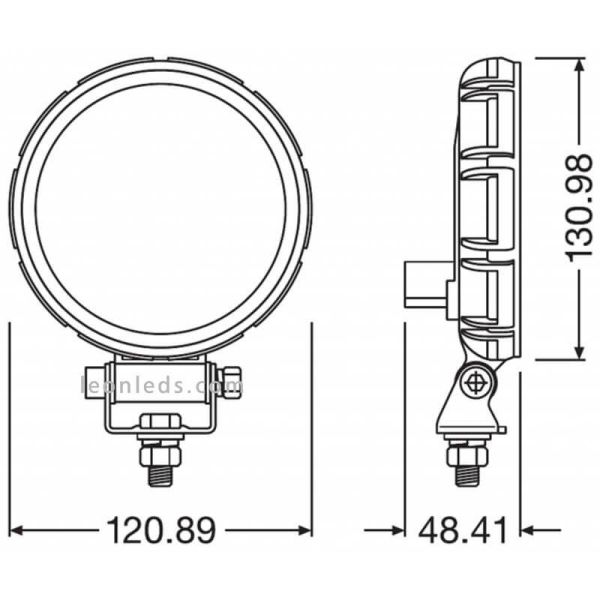 Dimensiones Faro LED potente Marcha Atras Homologado LEDDL108-WD VX120R-WD Osram | LeonLeds Iluminación