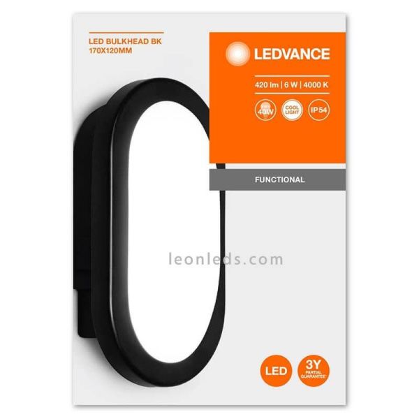 Aplique LED exterior 6W ojo de buey Bulkhead negro | LeonLeds Iluminación