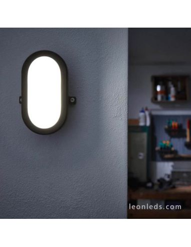 Aplique LED exterior ojo de buey Bulkhead negro | LeonLeds Iluminación