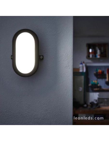 Aplique LED exterior ojo de buey Bulkhead negro | LeonLeds Iluminación