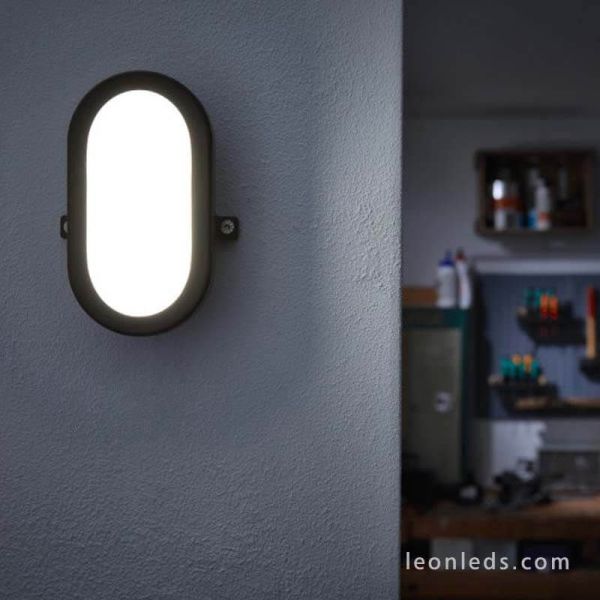 Aplique LED exterior ojo de buey Bulkhead negro | LeonLeds Iluminación