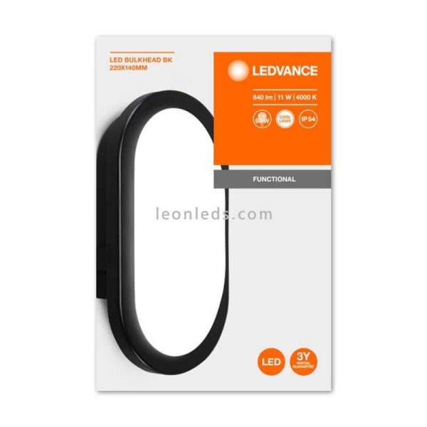 Aplique LED exterior 11W ojo de buey Bulkhead negro | LeonLeds Iluminación