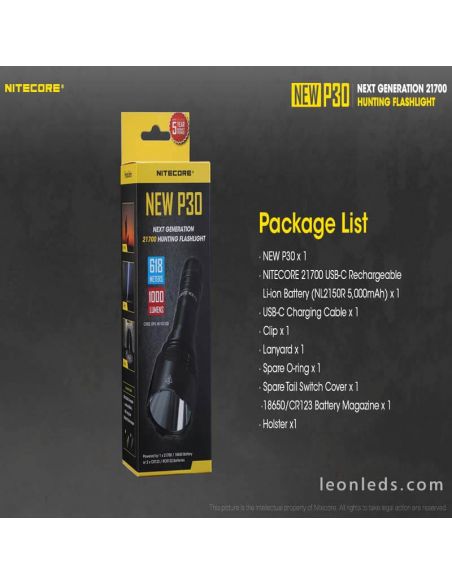 Nitecore Nova lanterna portátil de longo alcance P30 Nitecore | Leon Iluminação LED