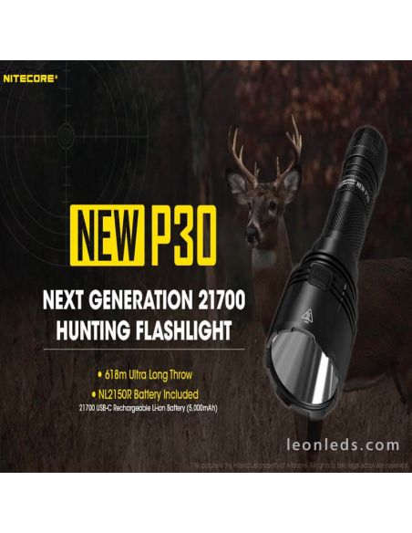 Nitecore Nouvelle lampe de poche portable longue portée P30 Nitecore | Éclairage LeonLeds