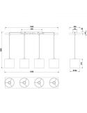 Dimensiones Lámpara de techo nórdica 4 pantallas Elmau Trio Lighting | LeonLeds Iluminación
