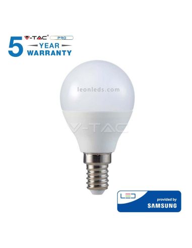 Bulbo LED Esférico E14 P45 7W 600Lm Vtac Pro Gama Branco Opaco | LeonLeds Iluminação LED