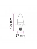 Bombilla LED E14 Vela 5.5W 6400K Luz Fría Vtac gama Pro Opaca | LeonLeds Iluminación LED