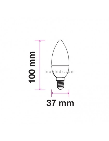 Bombilla LED E14 Vela 5.5W 6400K Luz Fría Vtac gama Pro Opaca | LeonLeds Iluminación LED