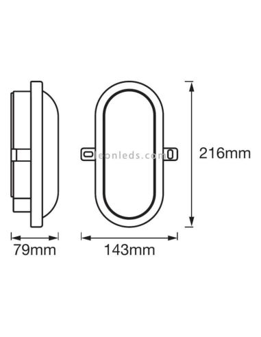 Dimensiones Aplique LED exterior ojo de buey Bulkhead negro LedVance 11W | LeonLeds