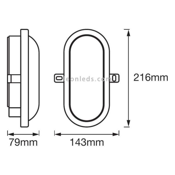 Dimensiones Aplique LED exterior ojo de buey Bulkhead negro LedVance 11W | LeonLeds
