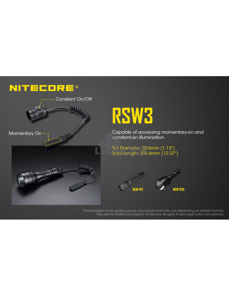 Pulsador remoto RSW3 especificaciones Nitecore | LeónLeds Iluminación