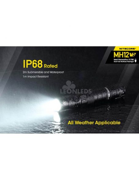 Certification IP68 Lampe de poche LED rechargeable Nitecore 1200Lm MH12 | Éclairage LeonLeds