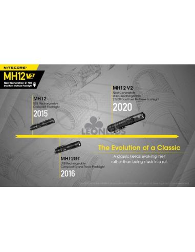 evolution Nitecore Lampe de poche LED rechargeable 1200Lm MH12 Nitecore | Éclairage LeonLeds