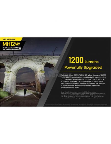 potencia 1200 lúmenes Linterna LED 1200Lm MH12 Recargable Nitecore | LeónLeds Iluminación