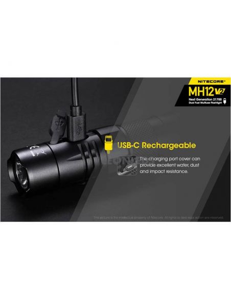 Carregador USB Nitecore Recarregável 1200Lm MH12 Lanterna LED | Leon Iluminação LED
