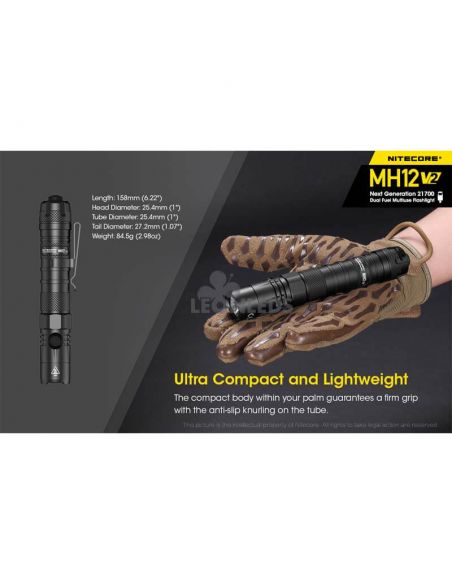 ultracompacta Linterna LED 1200Lm MH12 Recargable Nitecore | LeónLeds Iluminación