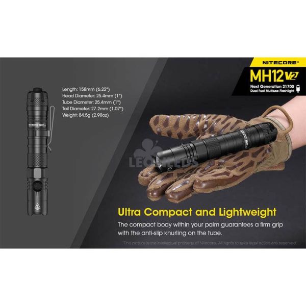 ultracompacta Linterna LED 1200Lm MH12 Recargable Nitecore | LeónLeds Iluminación