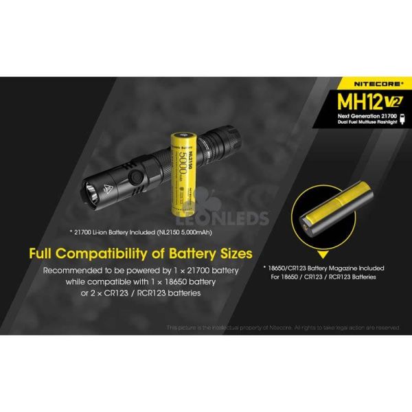 baterias compatible Linterna LED 1200Lm MH12 Recargable Nitecore | LeónLeds Iluminación