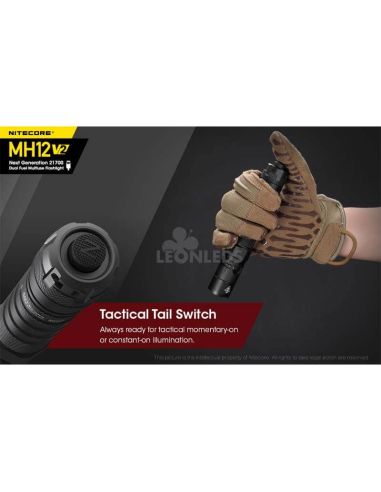 Lampe de poche à bouton tactique LED 1200Lm MH12 rechargeable Nitecore | Éclairage LeonLeds