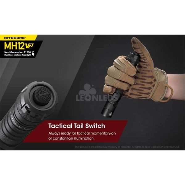 botón táctico Linterna LED 1200Lm MH12 Recargable Nitecore | LeónLeds Iluminación