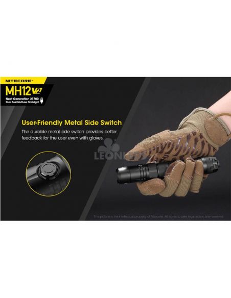 botón de metal amigable Linterna LED 1200Lm MH12 Recargable Nitecore | LeónLeds Iluminación
