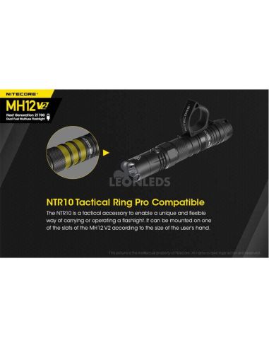 compatible avec l'anneau tactique de lampe de poche LED Nitecore MH12 rechargeable 1200Lm | Éclairage LeonLeds